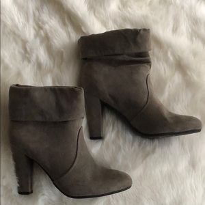 Gray suede booties